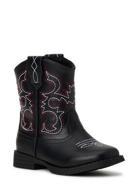 NEW Wonder Nation Toddler & Boys Cowboy Western Boots Black Red Costume Size 12